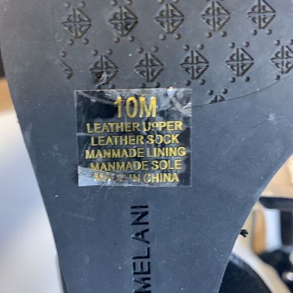 Antonio Melani Black Suede Slingback T-Strap Cork Wedge Heels - 10M - Picture 11 of 12